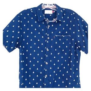 Nautical Blue Short Sleeve Button Down